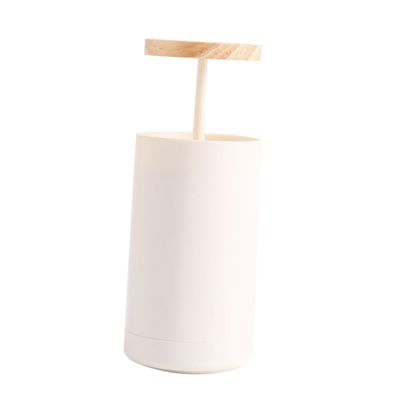 GRIRIW Beige Push Type Toothpick Holder with Automatic Pop, ABS Wood