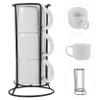 Hoement Multi-use Ceramic Tea Mugs Set with Rack Collection for Home and Office for Coffee Tea Water and Juice Decorative Storage view 3