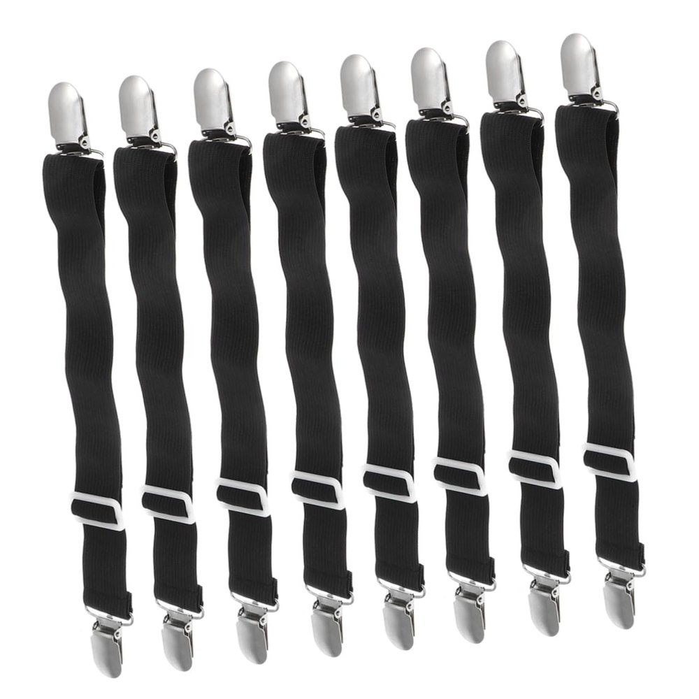 Unomor 8pcs Elastic Straps Clips for Bed Sheets Fitted Sheet Holder Buckle Black Bed Mattress Cover Multifunctional