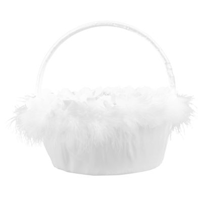 FELTECHELECTR Wedding Flower Girl Basket Flowers and Ostrich for Ceremony Decoration Holds Petals and Candies for Special Events and Keepsakes