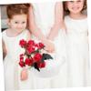 FELTECHELECTR Wedding Flower Girl Basket Flowers and Ostrich for Ceremony Decoration Holds Petals and Candies for Special Events and Keepsakes view 3