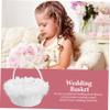 FELTECHELECTR Wedding Flower Girl Basket Flowers and Ostrich for Ceremony Decoration Holds Petals and Candies for Special Events and Keepsakes view 4