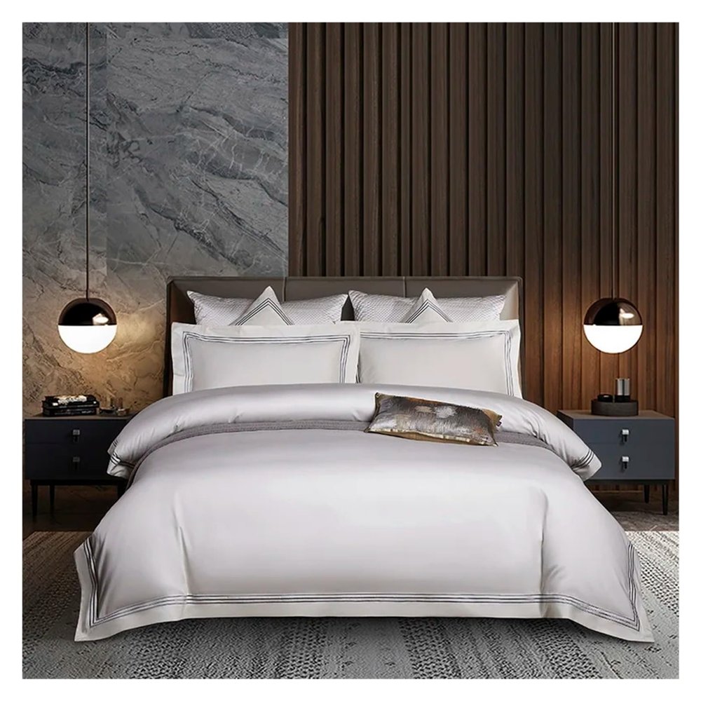 1200TC Egyptian Cotton Bedding Sets 106''x90''and 90'x90''US Size Duvet Cover Fitted Sheet Elastic Linen Pillowcase 4pcs,Bed