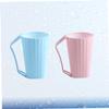 Garneck 2Pcs Portable Tooth-Brushing Cup Set with Handle Creative Travel Tooth Mug for Couples Blue and Pink Easy to Use for Daily Oral Care view 2