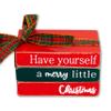 Capiont Christmas Mini Wood Book Stack - Have Yourself A Merry Little Christmas,Wood Books, Tiered Tray Decor,Holiday Tier Tray,Christmas Decor,Book Bundle (Book Stack Merry Christmas) view 1