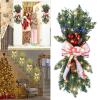 7.5in16in Christmas Garland for Stairs with Led Lights.The Luminous Christmas Wreath Decorated with Pinecones, Bows, and Beads.Can Be Used to Decorate Stairs Or Hung On Both Sides (Green, One Size) view 2