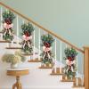 7.5in16in Christmas Garland for Stairs with Led Lights.The Luminous Christmas Wreath Decorated with Pinecones, Bows, and Beads.Can Be Used to Decorate Stairs Or Hung On Both Sides (Green, One Size) view 4