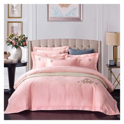 Egyptian Cotton Soft Duvet Cover Bed Sheet Set Color Gold Embroidery Bedding Set Queen King Size 4Pieces,Bed