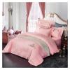 Egyptian Cotton Soft Duvet Cover Bed Sheet Set Color Gold Embroidery Bedding Set Queen King Size 4Pieces,Bed view 2