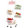 qorkhogr Rotating Storage Rack for Kitchen,5 Tiers Vegetable Fruit Storage Basket with Wheels Triangular Standing Metal Rolling Storage Cart Mobile Utility Cart for Bathroom, Living Room White view 1