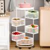 qorkhogr Rotating Storage Rack for Kitchen,5 Tiers Vegetable Fruit Storage Basket with Wheels Triangular Standing Metal Rolling Storage Cart Mobile Utility Cart for Bathroom, Living Room White view 2