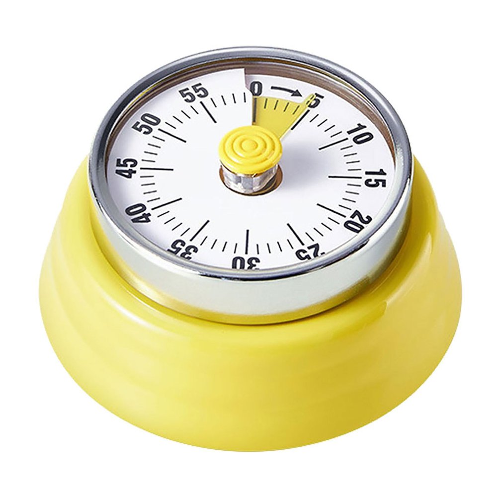 Elegant Stainless Steel Vintage Kitchen Timer with Magnetic Attachment - 60-Minute Countdown & Audible Alarm, Perfect for Cooking, Office Tasks, and Study Sessions (01-Yellow)