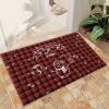 2' x 6' Rug Christmas White Snowman Area Rug, Red and Black Christmas Plaid Rugs for Living Room, with Anti-Slip Backing Washable Indoor Carpet for Bedroom Study Dining Room view 1