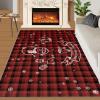 2' x 6' Rug Christmas White Snowman Area Rug, Red and Black Christmas Plaid Rugs for Living Room, with Anti-Slip Backing Washable Indoor Carpet for Bedroom Study Dining Room view 2