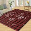 2' x 6' Rug Christmas White Snowman Area Rug, Red and Black Christmas Plaid Rugs for Living Room, with Anti-Slip Backing Washable Indoor Carpet for Bedroom Study Dining Room view 3