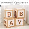 4Pcs 11.81inch Bear Baby Balloon Boxes, Baby Shower Decorations Baby Boxes with BABY Letter, Brown Baby Boxes Letters Blocks for Gender Reveal Party Decorations view 3