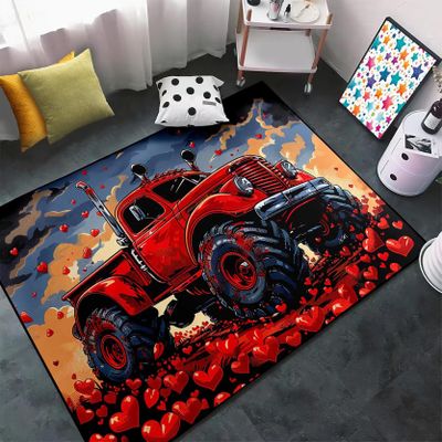 Car Rugs for Bedroom, Car Truck Rugs for Valentine's Day Carpet Decor Men Bedroom Living Room Valentines Decor 2.5x4 Feet