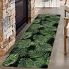 Tropical Plants Runner Rugs, 2x10ft, Modern Deco Carpet with Printed Green Natural Palm Leaves Monstera on Black Background Hawaii Summer Fresh Botanical Mats for Dinning Room Bathroom Kitchen view 1