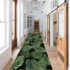 Tropical Plants Runner Rugs, 2x10ft, Modern Deco Carpet with Printed Green Natural Palm Leaves Monstera on Black Background Hawaii Summer Fresh Botanical Mats for Dinning Room Bathroom Kitchen view 2