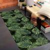 Tropical Plants Runner Rugs, 2x10ft, Modern Deco Carpet with Printed Green Natural Palm Leaves Monstera on Black Background Hawaii Summer Fresh Botanical Mats for Dinning Room Bathroom Kitchen view 3