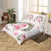 Manfei Christmas Kids Duvet Cover Set King Size, Cute Snowman Holly Leaf Bedding Set for Boys Girls Adult, Pink Bowknot Xmas Comforter Cover, Lightweight Bedspread Cover, 2 Pillowcases, No Comforter view 2