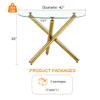 42" Glass Round Table with Gold Base, Round Glass Dining Room Table for 2 to 4 Person, Modern Tempered Glass Top, Sturdy Chrome Gold Legs, Kitchen Table for Living Room, Dining Room, Tea, Home, Coffee view 2
