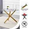 42" Glass Round Table with Gold Base, Round Glass Dining Room Table for 2 to 4 Person, Modern Tempered Glass Top, Sturdy Chrome Gold Legs, Kitchen Table for Living Room, Dining Room, Tea, Home, Coffee view 3