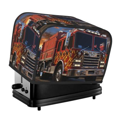 Fire Truck Toaster Cover 2 Slice Kitchen Small Appliance Covers with Handle Universal Size Microwave Oven Dustproof Cover with Pockets Bread Machine Cover Women Gift