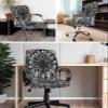 Kewadony Office Chair Cover with Armrest Covers Stretchable, Black Skull Skeleton Removable Universal Computer Chair Covers, Halloween Vintage Spooky Scary Slipcovers for Rotating Chair, Large view 4