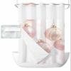 SEVENBABU Christmas Pink No Hook Shower Curtain with Snap in Liner Waterproof Fabric Shower Curtain Set for Bathroom Winter Balls Xmas Shower Curtain with See Through Top Window 36"x72" view 1