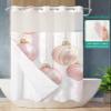 SEVENBABU Christmas Pink No Hook Shower Curtain with Snap in Liner Waterproof Fabric Shower Curtain Set for Bathroom Winter Balls Xmas Shower Curtain with See Through Top Window 36"x72" view 2