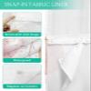 SEVENBABU Christmas Pink No Hook Shower Curtain with Snap in Liner Waterproof Fabric Shower Curtain Set for Bathroom Winter Balls Xmas Shower Curtain with See Through Top Window 36"x72" view 3