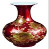 Decorative Ceramic Flower Vase 8.66 Inch Red Handcrafted Traditional Porcelain with Gold Floral Pattern Crystal Glaze Finish Home Decor Centerpiece Ornament for Living Room Office view 1