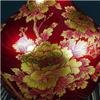 Decorative Ceramic Flower Vase 8.66 Inch Red Handcrafted Traditional Porcelain with Gold Floral Pattern Crystal Glaze Finish Home Decor Centerpiece Ornament for Living Room Office view 3