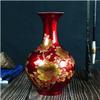 Decorative Ceramic Flower Vase 8.66 Inch Red Handcrafted Traditional Porcelain with Gold Floral Pattern Crystal Glaze Finish Home Decor Centerpiece Ornament for Living Room Office view 4