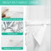 Botanical Floral No Hook Shower Curtain with Snap in Liner Waterproof Fabric Shower Curtain Set for Bathroom Flowers Leaves Plants Light Blue Shower Curtain with See Through Top Window 72"x72" view 3