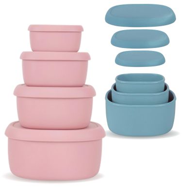 Anatole Silicone Food Storage Containers with Lids 7 Pcs/Set 30oz 20oz 10oz 6.7oz Leak-Proof BPA Free