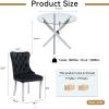 Henf 3 Piece Dining Table Set for 2,Glass Round Dining Table and 2 Black Fabric Dining Chairs,35.4'' Round Dining Room Table with Silver Metal Legs,Compact Kitchen Table and Chair Set for 2 view 3
