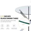 Henf 3 Piece Dining Table Set for 2,Glass Round Dining Table and 2 Black Fabric Dining Chairs,35.4'' Round Dining Room Table with Silver Metal Legs,Compact Kitchen Table and Chair Set for 2 view 4