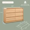Aitjunz Modern 6 Drawers Dresser for Bedroom, 47" Wide Wood Dressers & Chests of Drawers w/Curved Profile Design, Mid Century Modern Dresser w/Natural Texture for Bedroom, Living Room, Natural Oak view 2