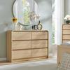 Aitjunz Modern 6 Drawers Dresser for Bedroom, 47" Wide Wood Dressers & Chests of Drawers w/Curved Profile Design, Mid Century Modern Dresser w/Natural Texture for Bedroom, Living Room, Natural Oak view 3