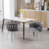 Haplized Velvet Dining Chairs Set of 4,Woven Upholstered Living Room Chairs,Modern Kitchen & Dining Room Chairs,Leisure Accent Chairs with Silver Metal Legs,Grey view 2