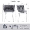 Haplized Velvet Dining Chairs Set of 4,Woven Upholstered Living Room Chairs,Modern Kitchen & Dining Room Chairs,Leisure Accent Chairs with Silver Metal Legs,Grey view 3