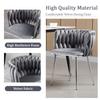 Haplized Velvet Dining Chairs Set of 4,Woven Upholstered Living Room Chairs,Modern Kitchen & Dining Room Chairs,Leisure Accent Chairs with Silver Metal Legs,Grey view 4