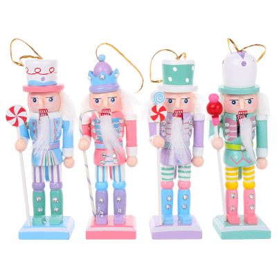 Alipis Nutcracker Christmas Decor Nutcracker Figures Candy Color Wooden Soldier Nutcracker Statue Xmas Party Nutcrackers Ornament