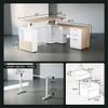 ModernMate 63" Standing Desk with File Cabinet, Privacy Panel, AC/USB, 1.18" Desktop, Executive L Shaped Height Adjustable Electric Stand Up Desk, Home Office Table with 3 Drawers, Light Walnut view 2