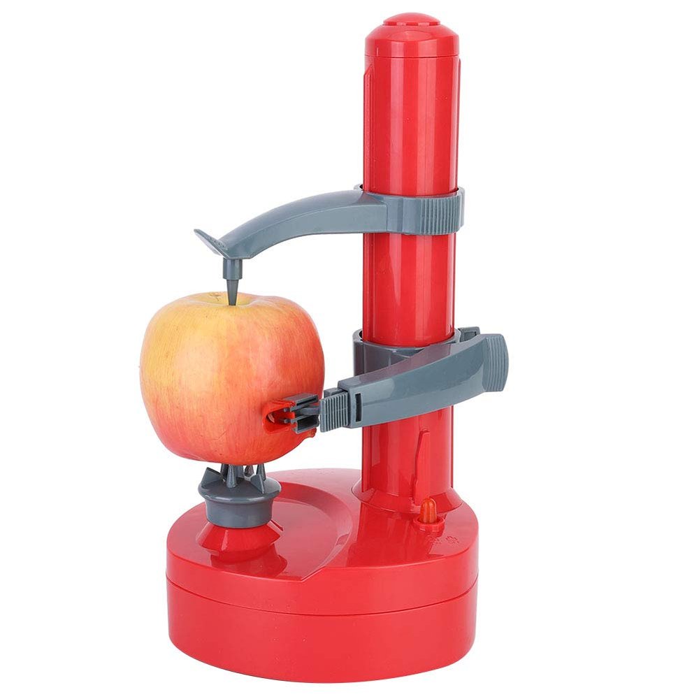Automatic Potato Peeler, Multifunctional Rotating Fruits Vegetables Cutter Electric Kitchen Peeling Tool for Apple Potato Tomatoes (red)