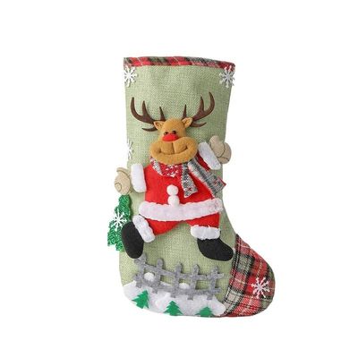 XINCHANG Christmas Character 3D Plush Linen Hanging Tag Knit Border for Family Kids,Large Size Christmas Stockings,New Christmas Stockings (M1-8 Deer Model)