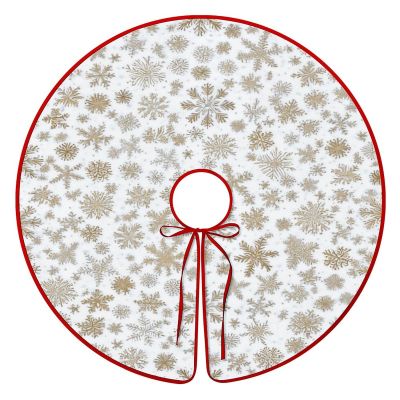 Christmas Gold Silver Snowflake Pattern (1) Xmas Tree Skirt,Tree Skirts Christmas Tree Mat Decorations Merry Christmas Ornaments New Year Holiday Party Decor 30'in