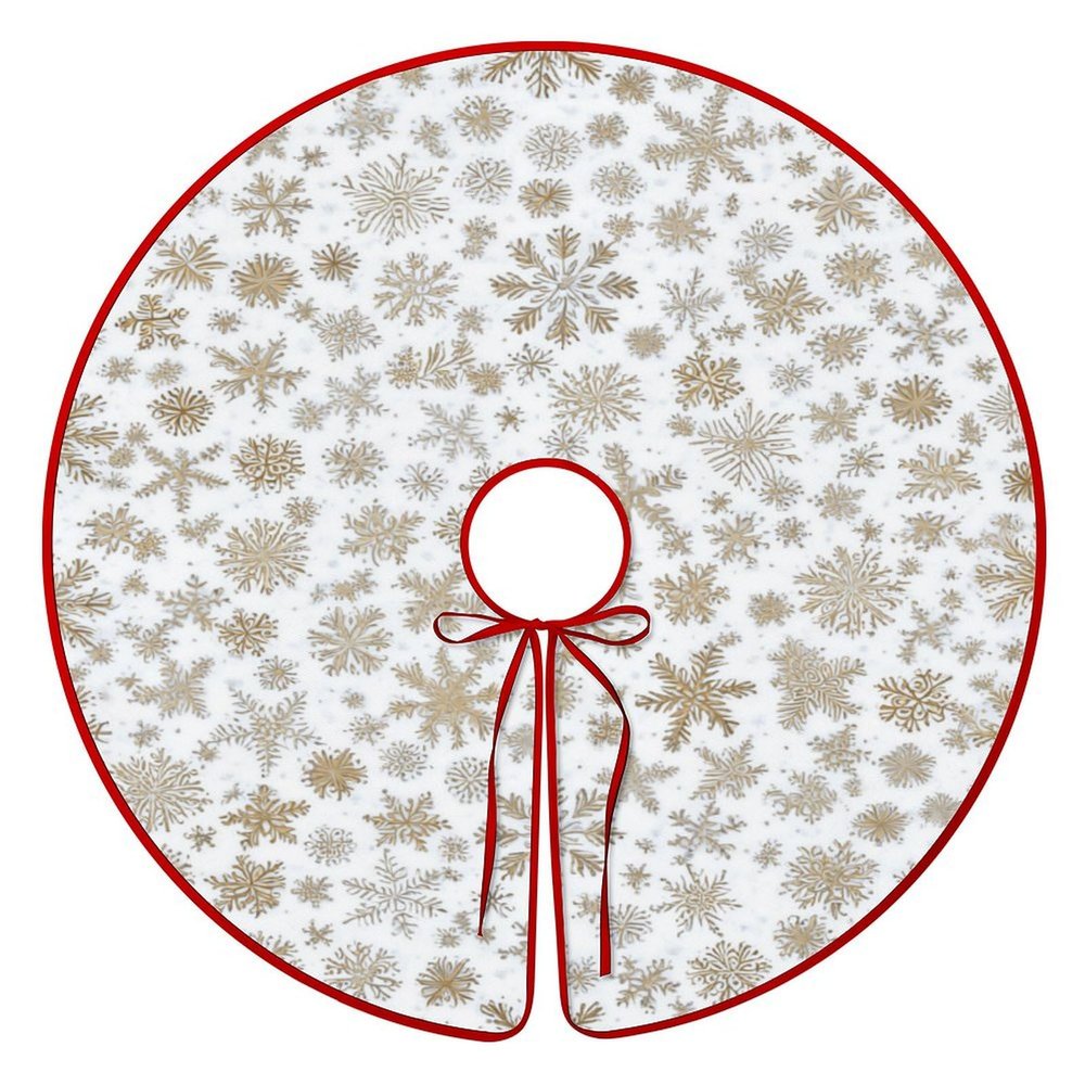 Christmas Gold Silver Snowflake Pattern (1) Xmas Tree Skirt,Tree Skirts Christmas Tree Mat Decorations Merry Christmas Ornaments New Year Holiday Party Decor 30'in